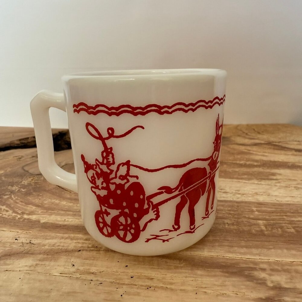 Vintage - Hazel Atlas Milk Glass - Child's Circus - Mug
